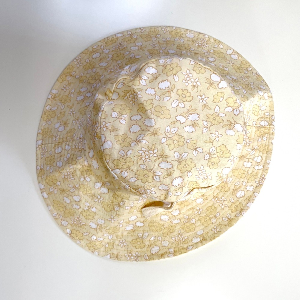 Madewell Butter Yellow Floral Cotton Bucket Sun Hat Packable Size S/M Cottage - Picture 3 of 7